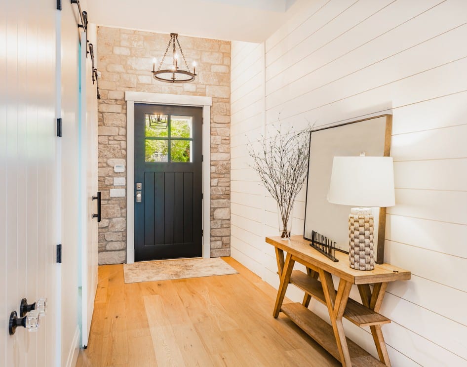 Classic traditional ADU design featuring a welcoming entryway with natural elements.